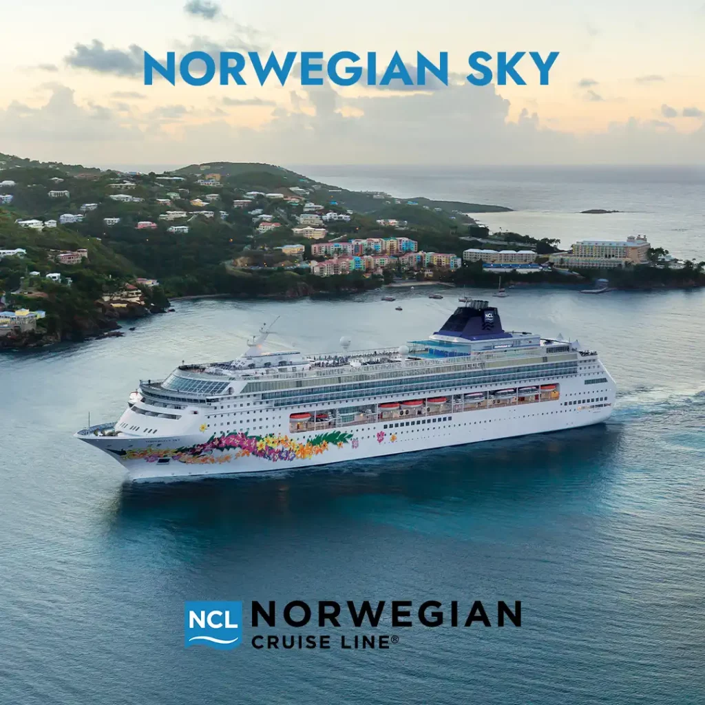 Foto aérea del crucero Norwegian Sky - Norwegian Cruise Line - Agente de Viajes